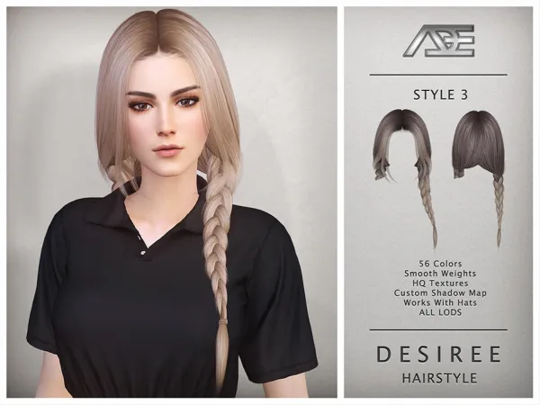 Alpha Desiree Style 3 (Hairstyle) by Ade_Darma - The Sims 4 Custom Content