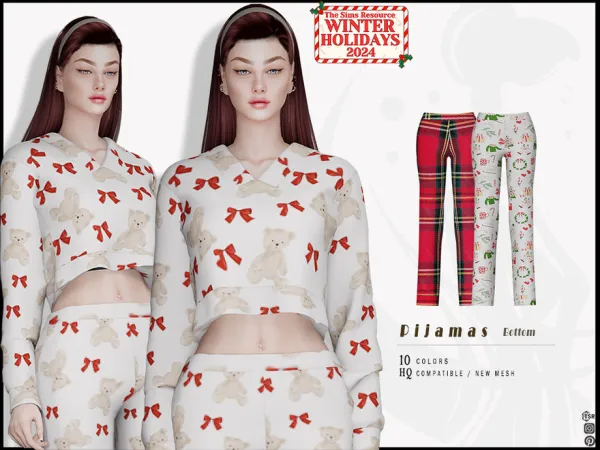 Mix Christmas Pijamas Set Bottom by _ironik_ - The Sims 4 Custom Content