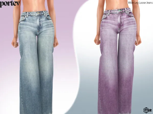Alpha Wide Leg Loose Jeans by portev - The Sims 4 Custom Content