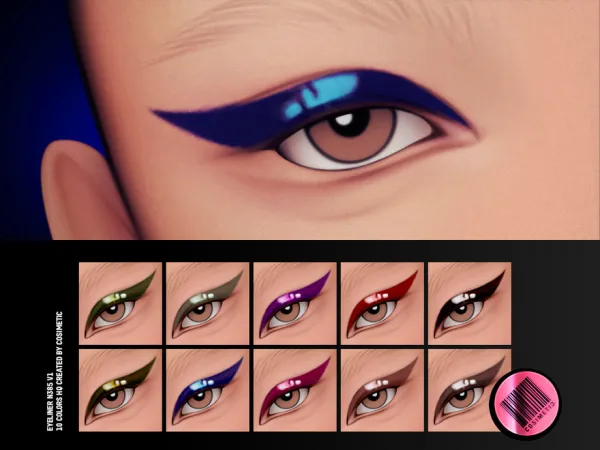 Maxis Match Satin Eyeliner N385 V1 by cosimetic - The Sims 4 Custom Content