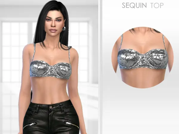 Alpha Sequin Top by Puresim - The Sims 4 Custom Content