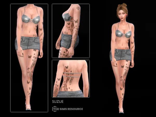 Mix Butterfly Tattoo N34 by Suzue - The Sims 4 Custom Content