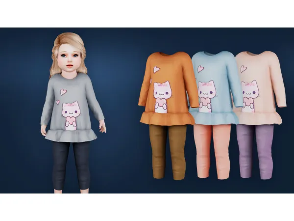 Mix TUNIC WITH CUTE CAT AND PANTS by MysteriousOo - The Sims 4 Custom Content
