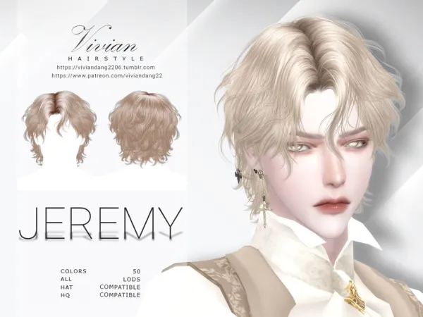 Alpha Jeremy Hairstyle by VivianDang - The Sims 4 Custom Content
