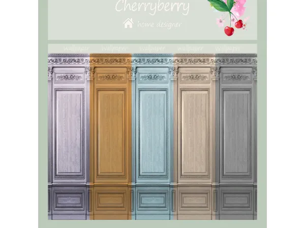 wood-effect wallpaper with carvings By cherryberry