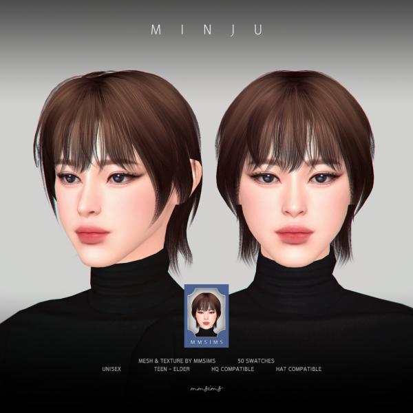 Alpha MINJU Hair by thesimsresource - The Sims 4 Custom Content