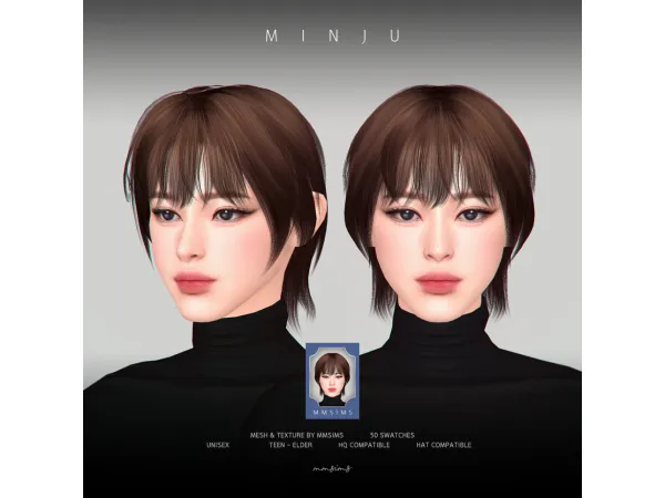 Alpha MINJU Hair by magpiesan - The Sims 4 Custom Content