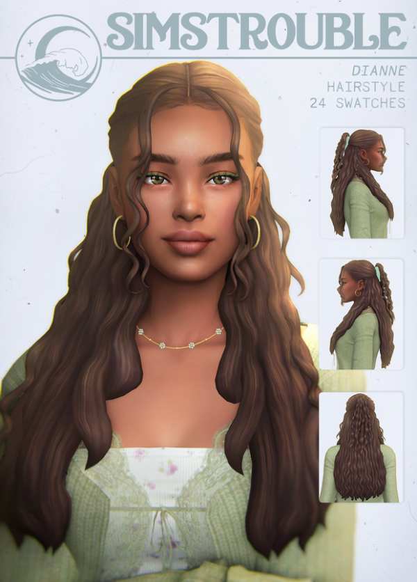Maxis Match Dianne Hairstyle (3 Versions) by simsfinds - The Sims 4 Custom Content