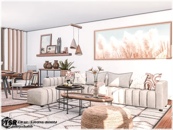 Mix LR12 Living Room with Dining area - The Sims 4 Custom Content