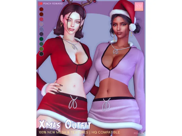 Mix PEACH Xmas Outfit by SMSims - The Sims 4 Custom Content