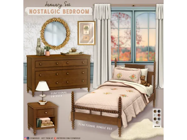 Mix Nostalgic Bedroom by cowbuild - The Sims 4 Custom Content