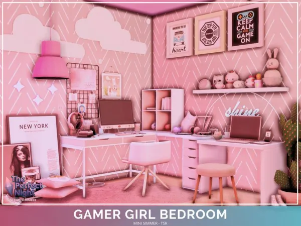 Mix Gamer Girl Bedroom by Mini_Simmer - The Sims 4 Custom Content