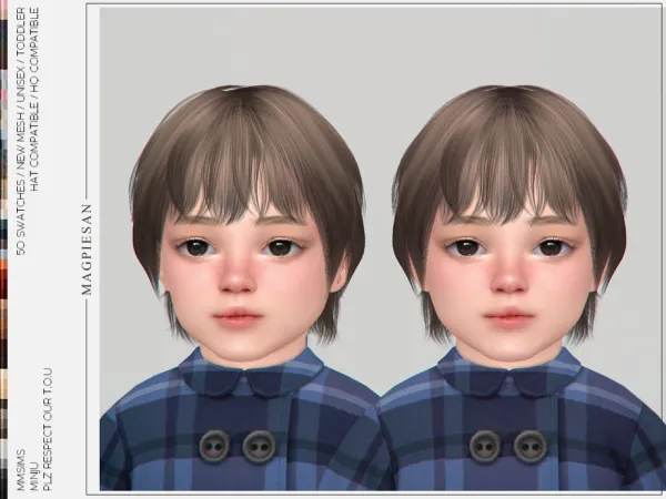 Alpha MINJU Hair for Toddler by magpiesan - The Sims 4 Custom Content