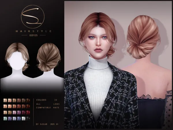 Alpha UPDO HAIRSTYLE 020125 CLUB by S - The Sims 4 Custom Content