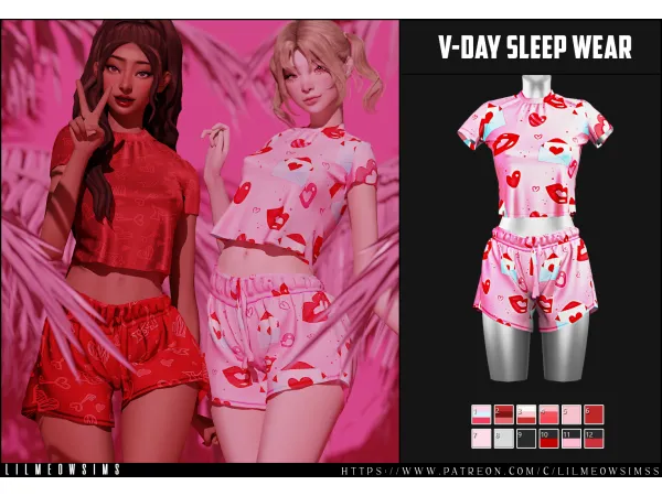 Alpha V Day Sleep Wear by lilmeowsimss - The Sims 4 Custom Content