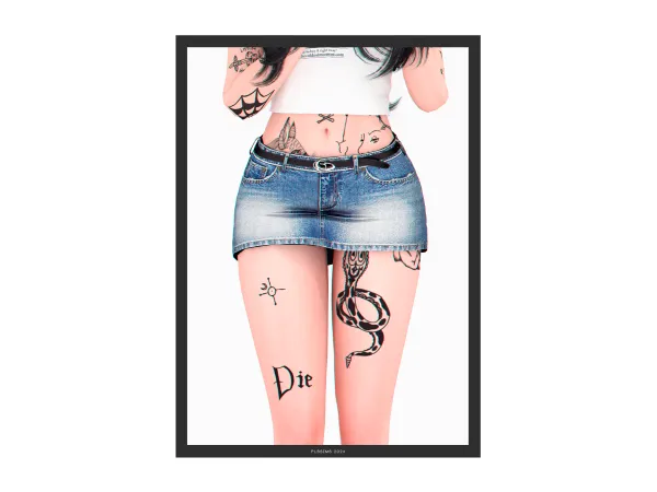 Alpha Yoyo Denim Mini Skirt (with Belt) - The Sims 4 Custom Content