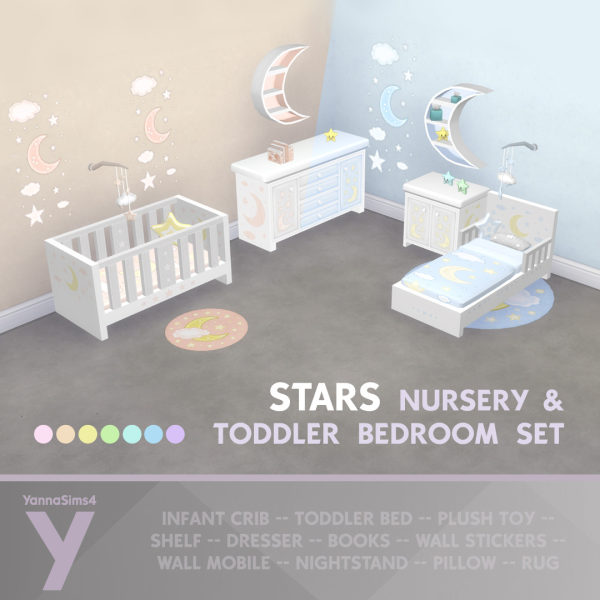 Maxis Match Stars Nursery And Toddler Bedroom Set by simsfinds - The Sims 4 Custom Content