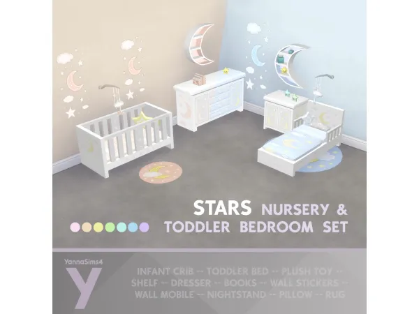 Maxis Match Stars Nursery And Toddler Bedroom Set by YannaSims4CC - The Sims 4 Custom Content