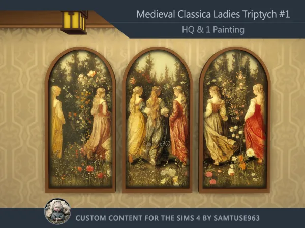 Alpha HQ Medieval Classical Ladies Triptych 1 Samtuse963 - The Sims 4 Custom Content