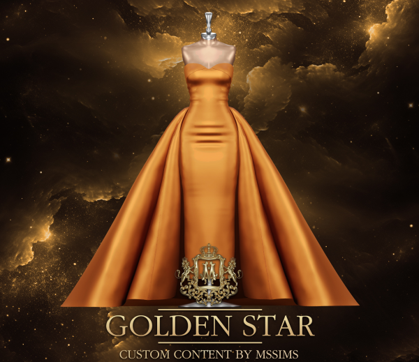 Alpha GOLDEN STAR GOWN by simsfinds - The Sims 4 Custom Content