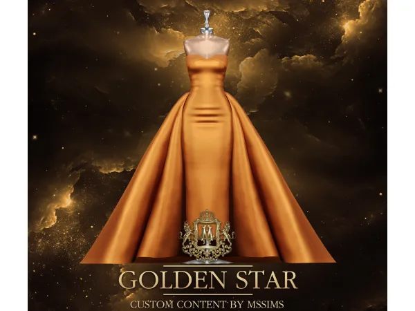 Alpha GOLDEN STAR GOWN by MSSIMS - The Sims 4 Custom Content