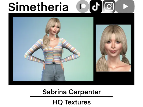 Alpha Realistic Sabrina Carpenter Download [Skin Sim Eyes] by simetheria - The Sims 4 Custom Content