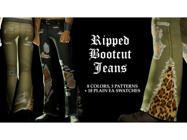 Maxis Match ripped bootcut jeans by mellosakicc - The Sims 4 Custom Content