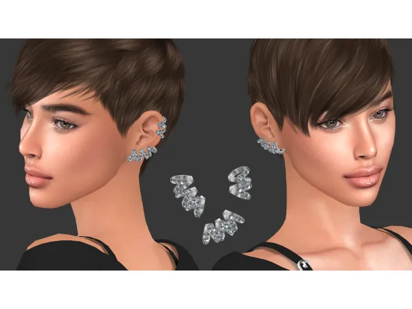 Alpha NATALIS_ CRYSTAL ACCENTED EAR CUFF by NataliS - The Sims 4 Custom Content