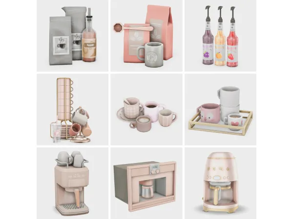 coffee bar girly essentials | sims 4 cc finds by boujeesimss