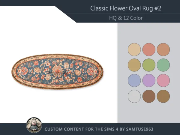 Mix HQ Classic Flower Oval Dance Rug 2 Samtuse963 - The Sims 4 Custom Content