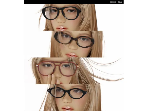 Mix blue elephant optical glasses collection by delicious things - The Sims 4 Custom Content