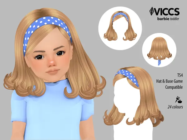 Maxis Match VICCS_BARBIE HAIR (TODDLER VERSION) MESH by DAYLIFESIMS - The Sims 4 Custom Content
