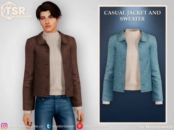 Alpha Casual jacket and sweater by MysteriousOo - The Sims 4 Custom Content