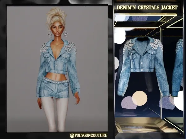 Alpha Denim'N Crystals Jacket - The Sims 4 Custom Content