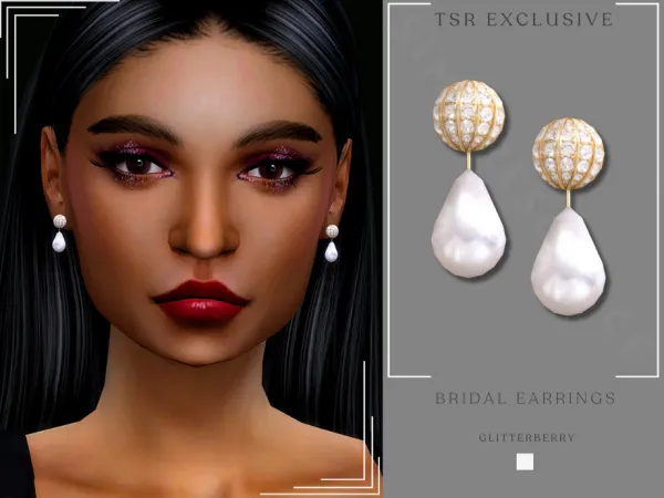 Alpha Bridal Earrings by Glitterberryfly - The Sims 4 Custom Content