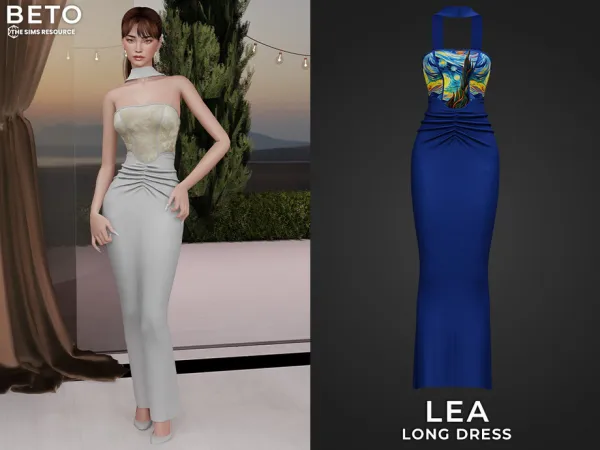 Mix Lea (Long Dress) by Beto_ae0 - The Sims 4 Custom Content