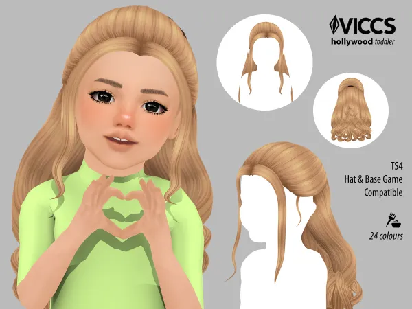 Maxis Match VICCS_DOVE HOLLYWOOD HAIR (TODDLER VERSION) MESH by DAYLIFESIMS - The Sims 4 Custom Content