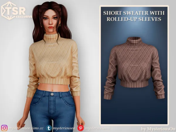 Alpha Short sweater with rolled up sleeves by MysteriousOo - The Sims 4 Custom Content