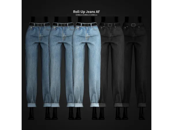 Alpha Roll Up Jeans by gorillax3 - The Sims 4 Custom Content