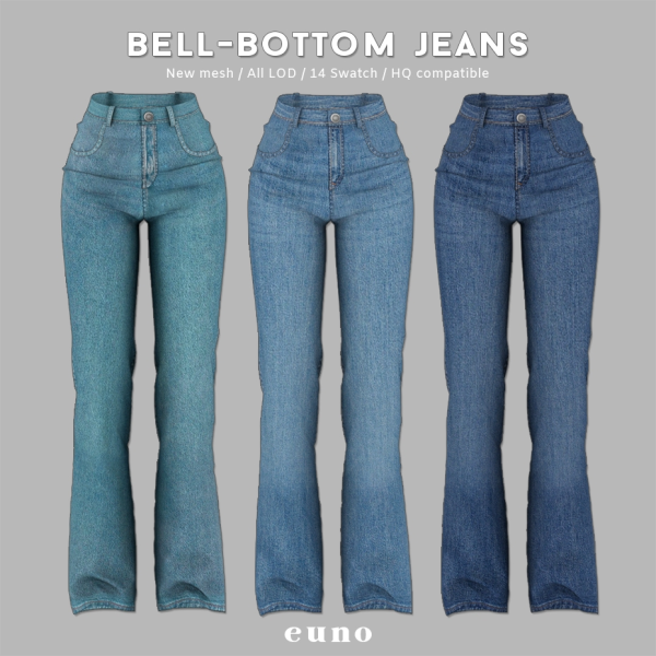 Alpha bell bottom jeans by euno - The Sims 4 Custom Content