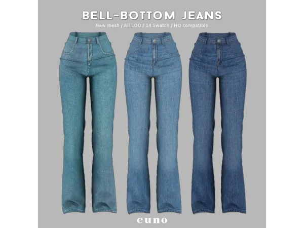 Alpha bell bottom jeans by euno sims - The Sims 4 Custom Content