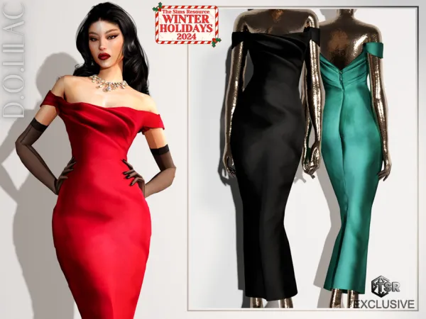 Alpha Off the Shoulder Gown DO0638 by DOLilac - The Sims 4 Custom Content
