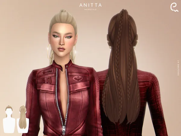 Maxis Match Anitta Hairstyle by Enriques4 - The Sims 4 Custom Content