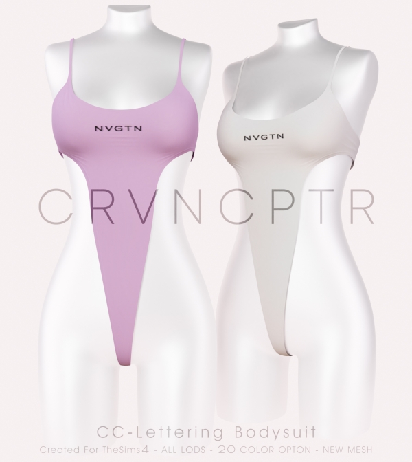 Alpha Lettering Bodysuit by carvin_captoor - The Sims 4 Custom Content