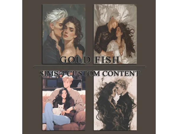 Mix Dramione paintings by GoldFishSims - The Sims 4 Custom Content