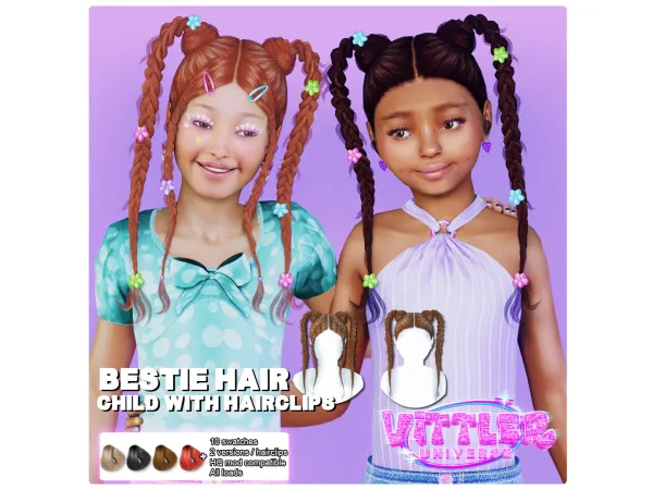 Alpha Bestie Child Hair by VittlerUniverse - The Sims 4 Custom Content