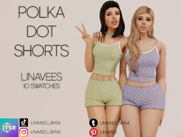 Mix KALI POLKA DOT SHORTS by linavees - The Sims 4 Custom Content