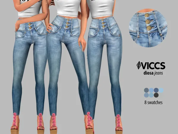 Alpha VICCS_DIOSA JEANS (TEEN ELDER) by viccs - The Sims 4 custom content