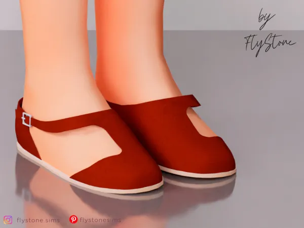 Maxis Match Child Ballet Flats With Cutout by FlyStone - The Sims 4 Custom Content