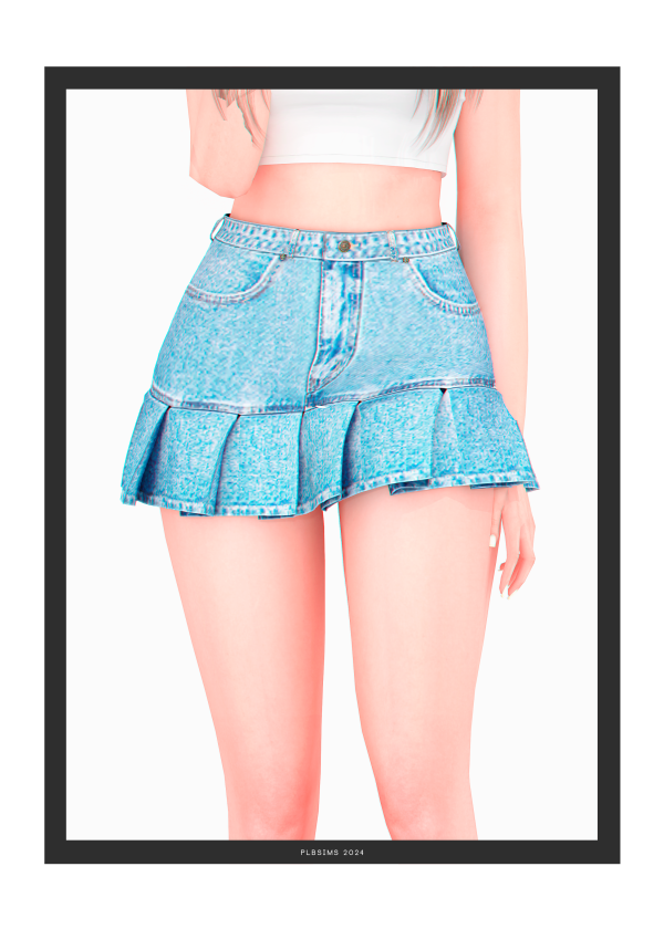 Alpha Likey Denim Pleated Skirt by plbsims - The Sims 4 Custom Content